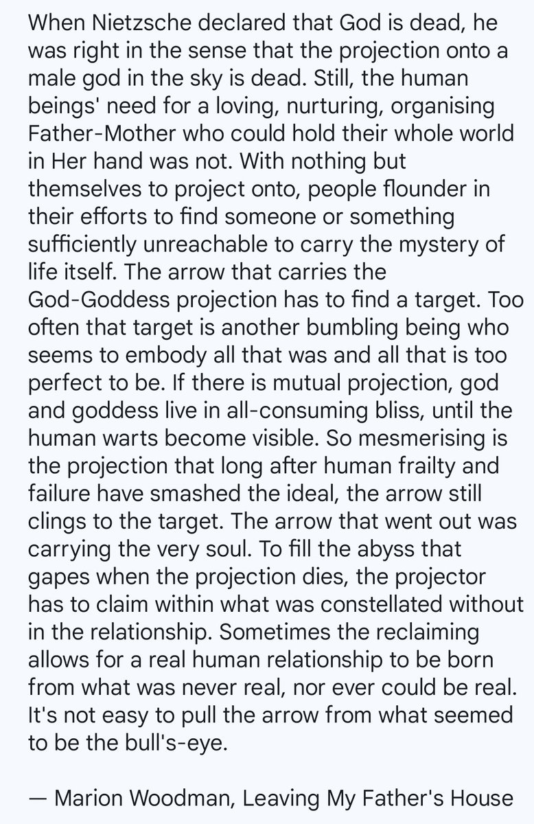 Jungian, Marion Woodman on withdrawing projections.