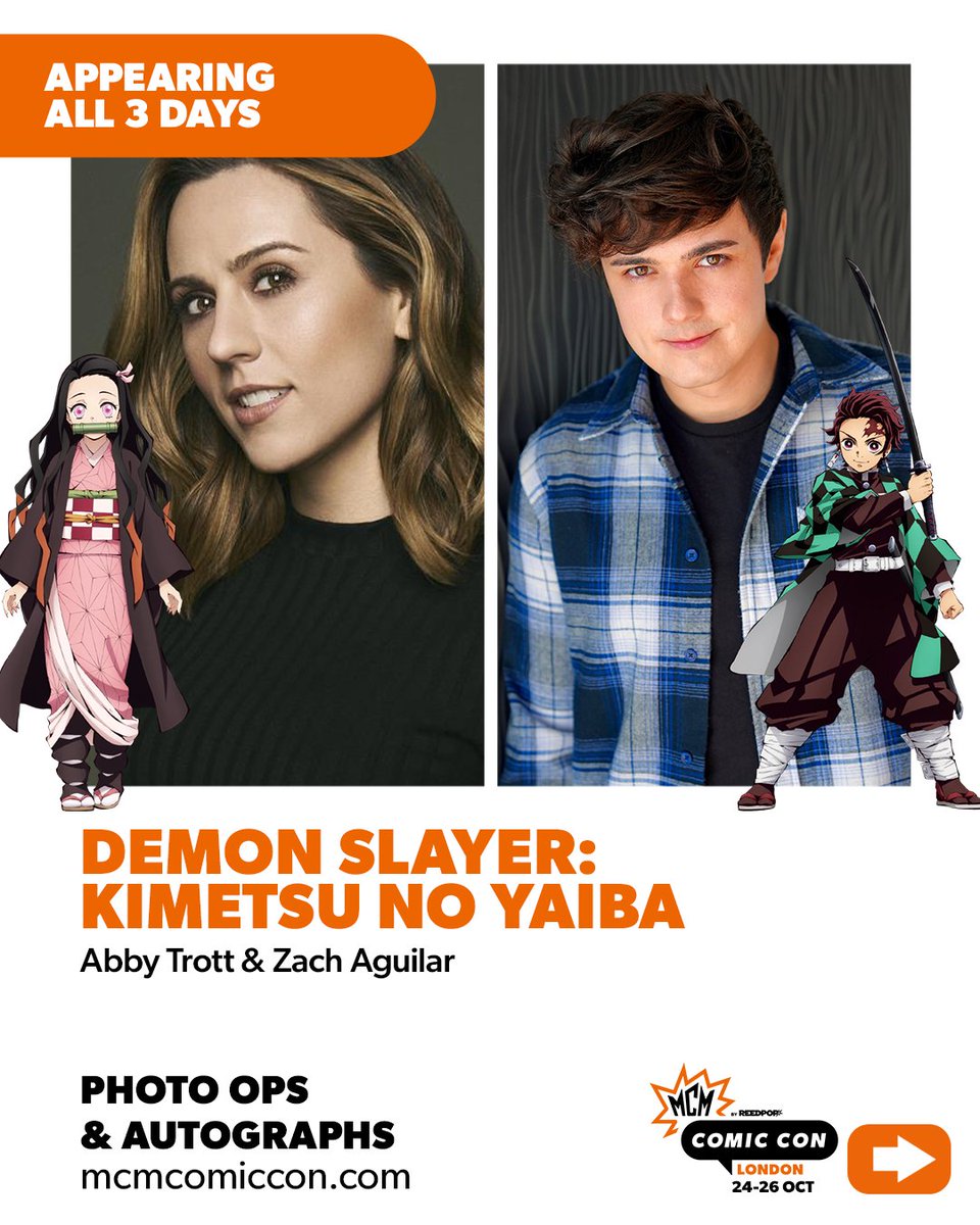MCMComicCon's tweet photo. Set your heart ablaze! 🤩 Demon Slayer's Tanjiro and Nezuko are joining us this October! 

Zach and Abby will be doing autos and photo ops all 3 days, plus doing a panel included in Weekend or Sunday tickets first come, first served.

Get MCM tickets: https://t.co/q8mBwTfCLt https://t.co/hDE6wI6siQ
