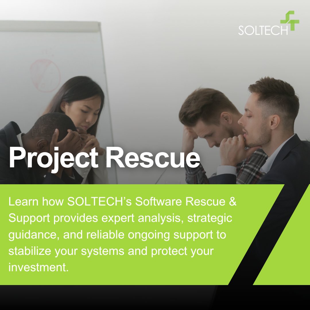 soltechatlanta's tweet image. Struggling with a stalled software project or unsupported app? 

SOLTECH’s Software Rescue &amp;amp; Support team helps you regain control, minimize disruption, and protect your investment. 

Learn more: hubs.ly/Q03vw1Fs0

#SoftwareSupport #ProjectRescue #SOLTECH
