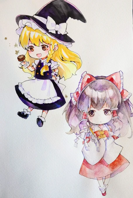 アップするのだいぶ忘れてた。 コピック魔理沙と水彩霊夢。アナログ練習。