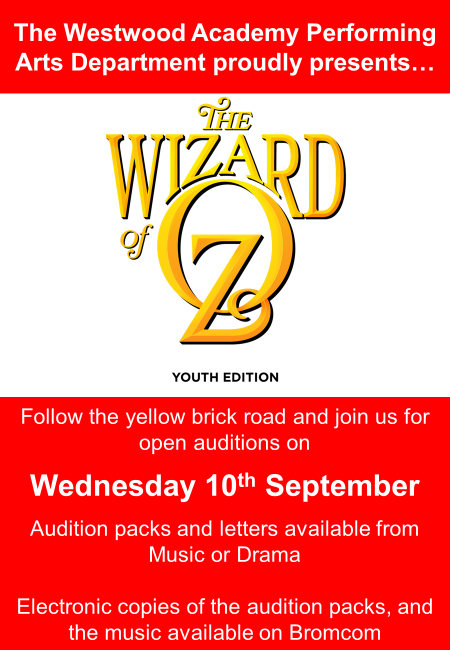 It has been a delight to hear all of the guesses for our upcoming school show. I am pleased to announce that next year we will be performing The Wizard of Oz, Youth Edition. Performance dates will be Monday 23rd- Thursday 26th March 2026