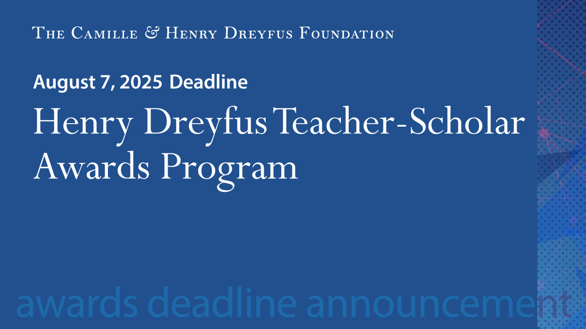 dreyfusfndn's tweet image. There are just a few weeks left to submit your nominations for the 2025 Henry Dreyfus Teacher-Scholar Awards Program.
Details on the award and nomination process are available at: dreyfus.org/henry-dreyfus-…