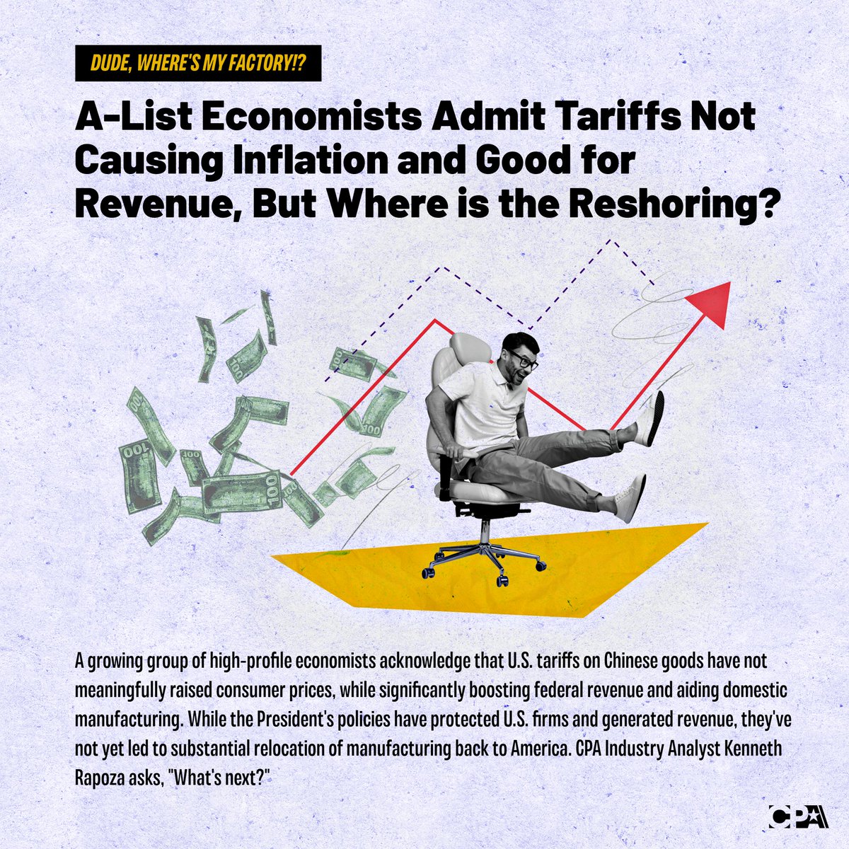 cpa_tradereform's tweet image. Wall Street economists are finally starting to admit what we’ve known all along: Tariffs are not some inflationary monster, says CPA Economist @AndrewRech.
The next step is to recognize they can also rebuild U.S. industry & deliver real economic growth.
tinyurl.com/4x7mxfru