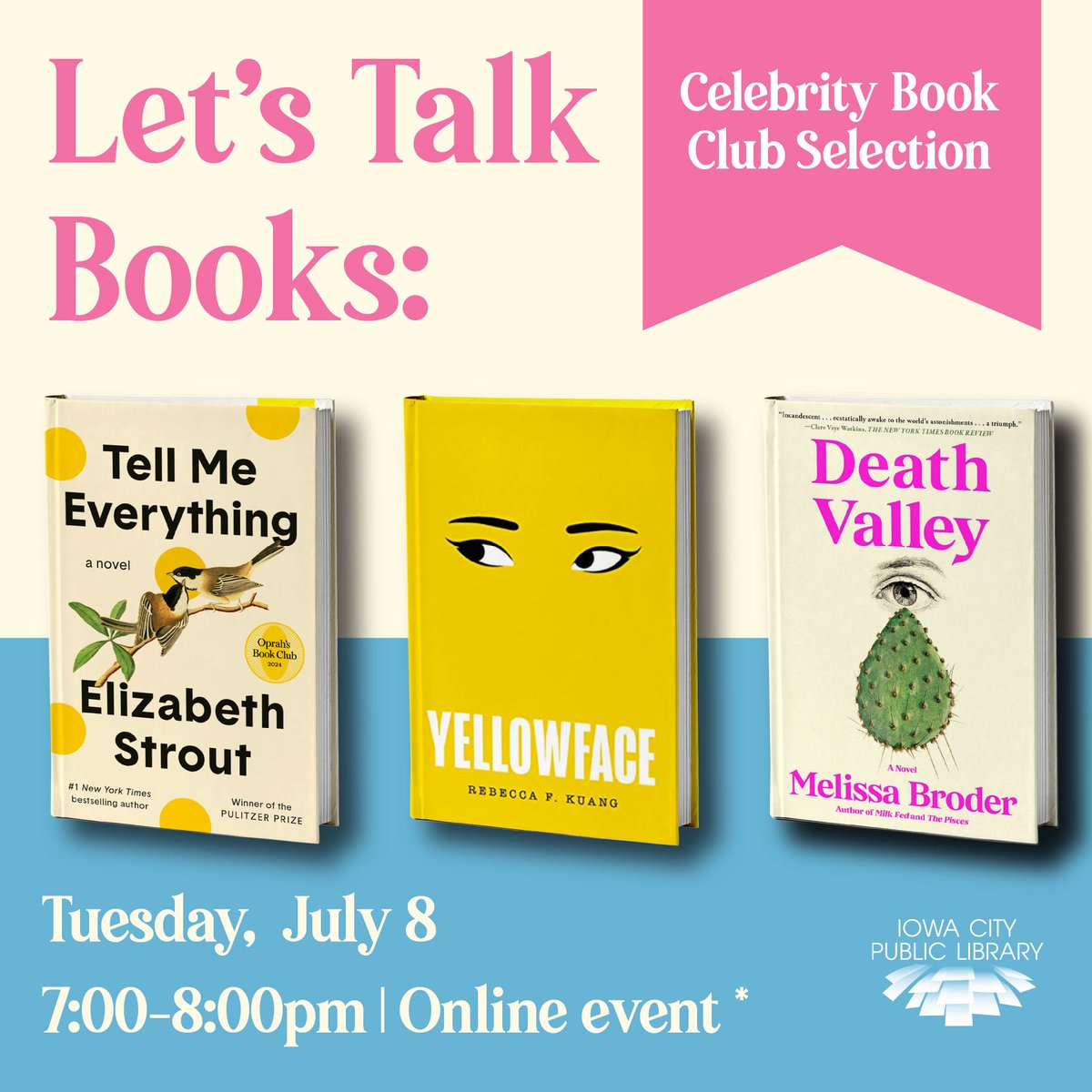 Let's talk books! From Oprah's almost 30-year-old book club, to Emma Watson, or John Green there a wide range of celebrity book clubs to choose books from. Pick your faves and register for a Zoom discussion on Tuesday, July 8, from 7 to 8 p.m. ow.ly/fW5l50Wj6jq
