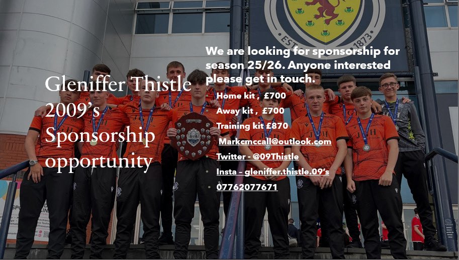 That time of the year when we are all looking for some help to buy kits for our teams, please get in touch if you know anyone who’d be interested in sponsoring us please. 
Thanks 👍🏻