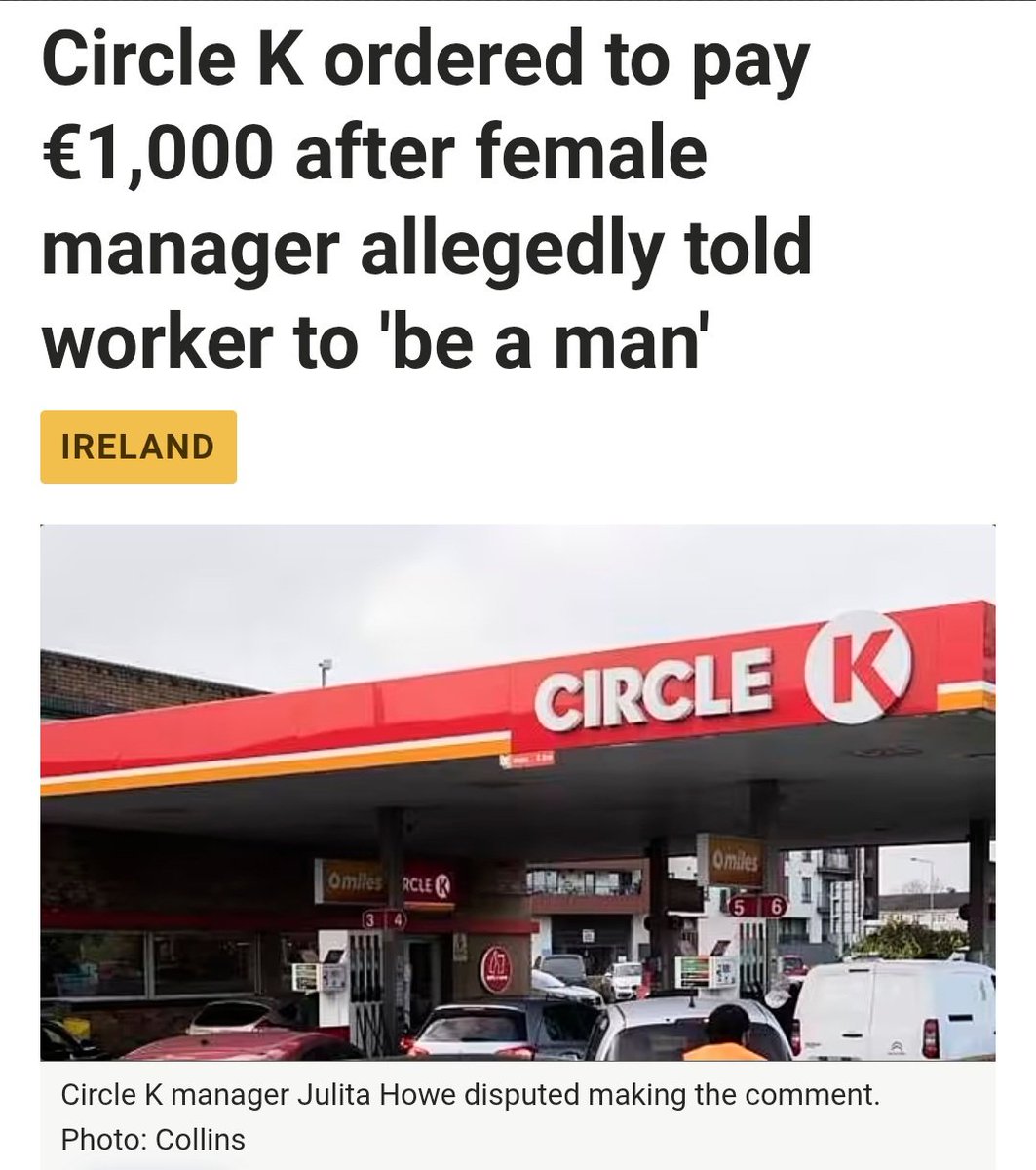 IrishmanIRL's tweet image. Another example of what a soft country we have become
Circle K ordered to pay €1,000 after female manager allegedly told worker to 'be a man'
Mr Dolan said Mr Thirunavukkarasu felt that the comment was harassment, concluding that it was “very difficult to disagree with the…