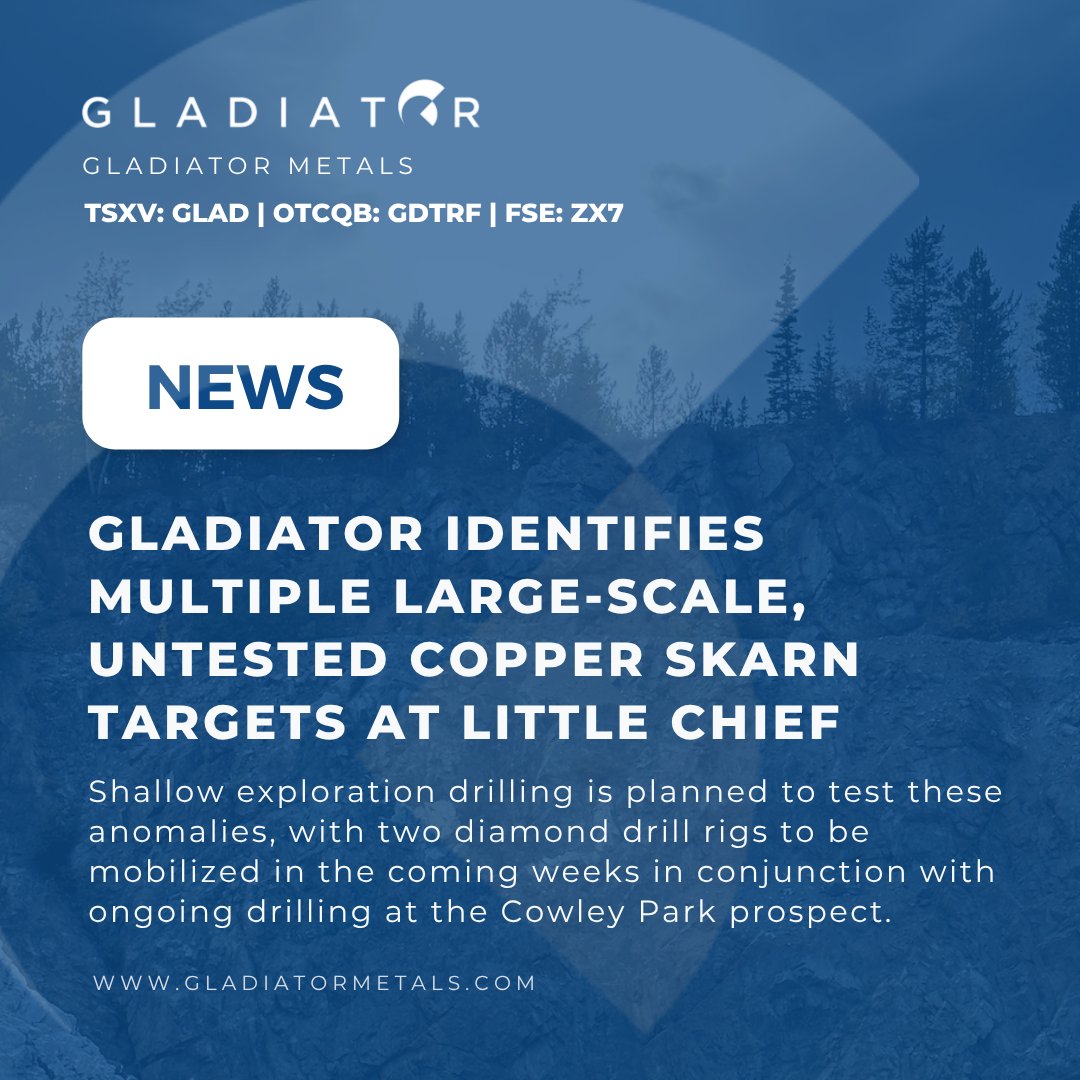 Gladiator Metals (@gladiatormetals) on Twitter photo 📢 #News: <a href="/GladiatorMetals/">Gladiator Metals</a> ( $GLAD.V $GDTRF) identifies multiple large-scale, untested #copper skarn targets at the past-producing Little Chief mine
🔎 Key targets:
• 2km Valerie anomaly
• 900m LC Footwall (visible #copper-#gold mineralization)
• 400m gravity offset east of 📢 #News: <a href="/GladiatorMetals/">Gladiator Metals</a> ( $GLAD.V $GDTRF) identifies multiple large-scale, untested #copper skarn targets at the past-producing Little Chief mine
🔎 Key targets:
• 2km Valerie anomaly
• 900m LC Footwall (visible #copper-#gold mineralization)
• 400m gravity offset east of