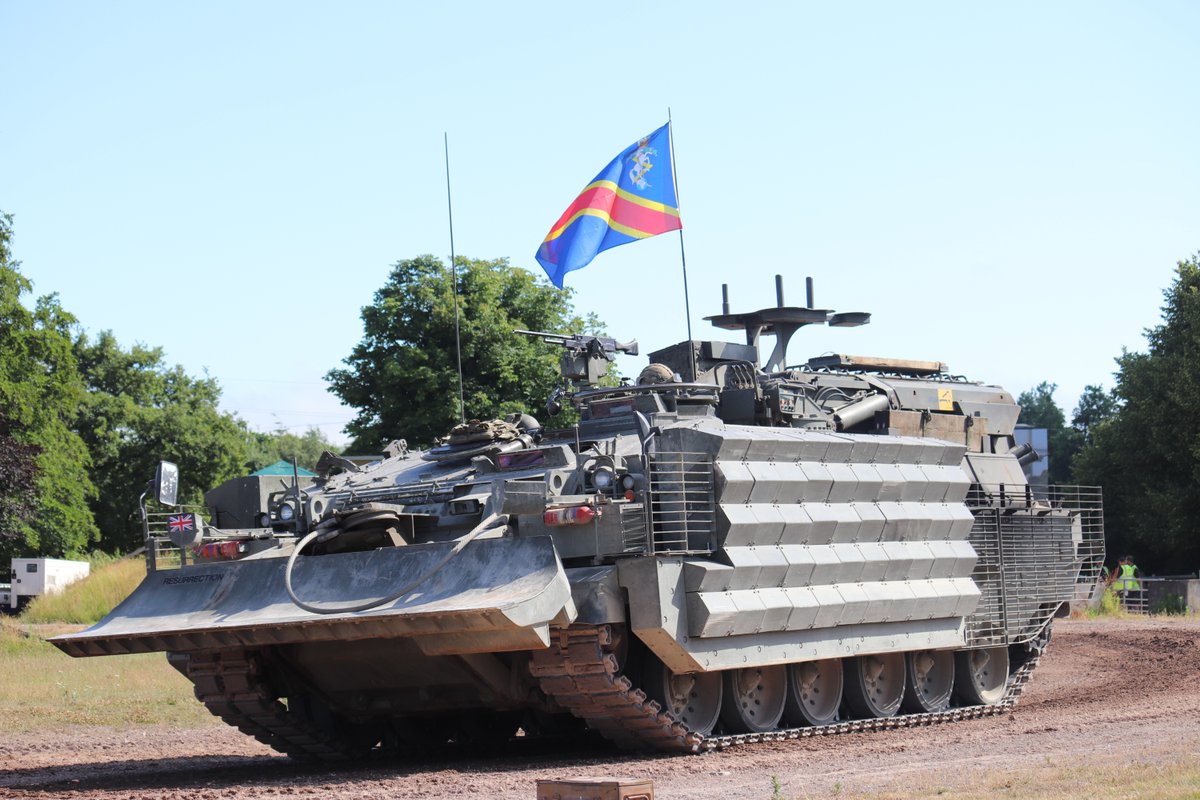 The Challenger Armoured Repair and Recovery Vehicle on full show at TANKFEST this weekend flying the REME flag.