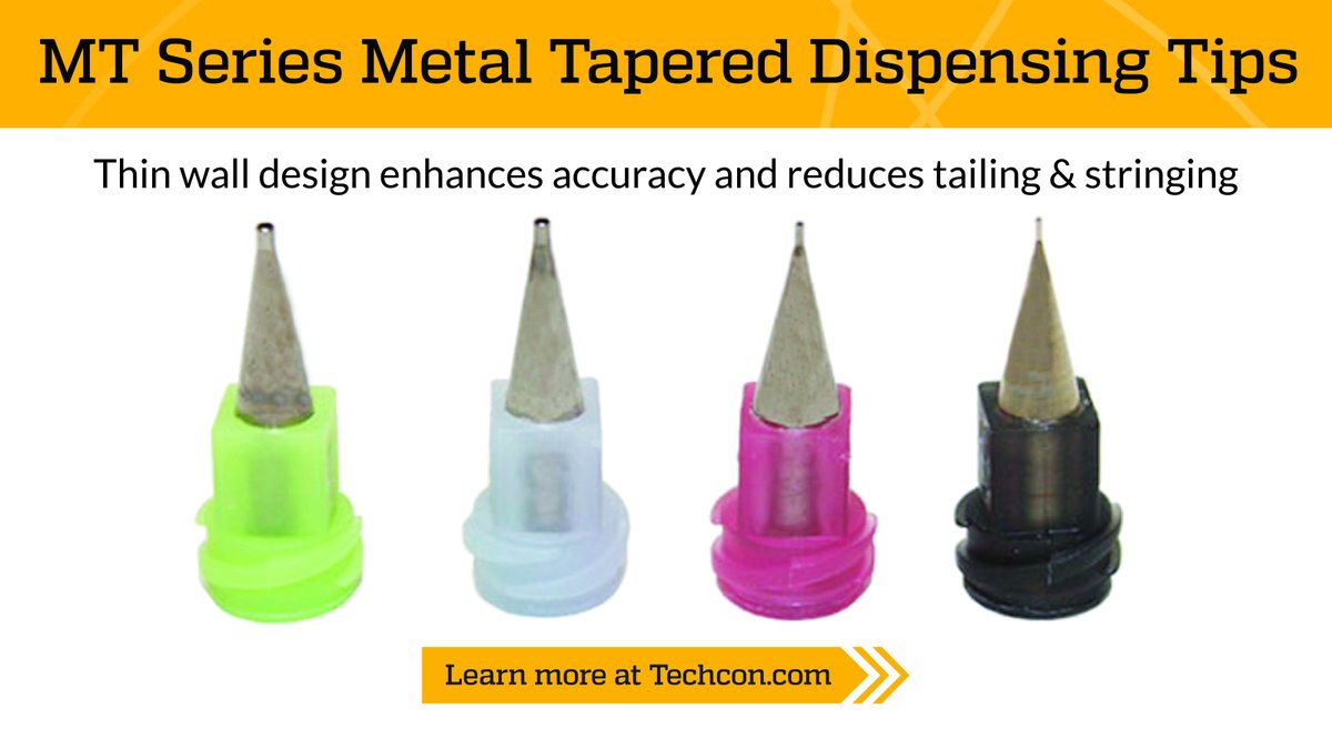 techconsystems's tweet image. The MT Series of precision metal tapered #DispensingTips deliver the best in high flow rates, ideal for high-speed #Dispensing. And at a fraction of the cost of comparable precision tips. Learn more: hubs.la/Q03vyCsf0

#TechconSolutions #Dispensing