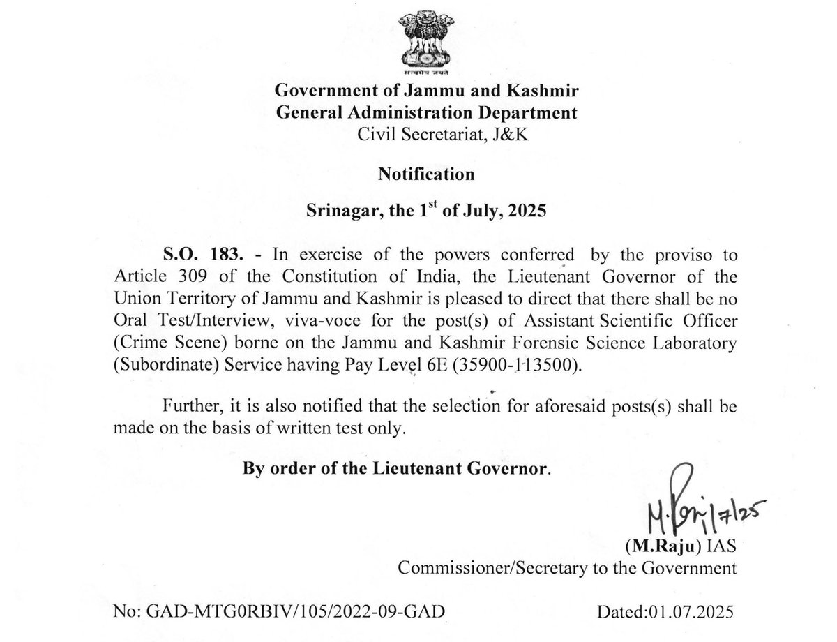 anilsirji's tweet photo. @OfficeOfLGJandK R sir thnx for this order and I humbly request you for the same order for lecturers' post (plus 2) in education deptt .
regards https://t.co/isjrhUqBSh