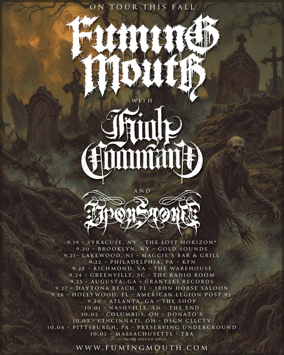 Fuming Mouth (@fumingmouth) on Twitter photo On tour this fall with <a href="/HighCommandMA/">High Command</a> and <a href="/UponStone/">Upon Stone</a> to go to <a href="/nightshiftmerch/">Night Shift Merch</a> Party Weekend.
🎫Tickets on sale now🎫 fumingmouth.com/pages/tour On tour this fall with <a href="/HighCommandMA/">High Command</a> and <a href="/UponStone/">Upon Stone</a> to go to <a href="/nightshiftmerch/">Night Shift Merch</a> Party Weekend.
🎫Tickets on sale now🎫 fumingmouth.com/pages/tour