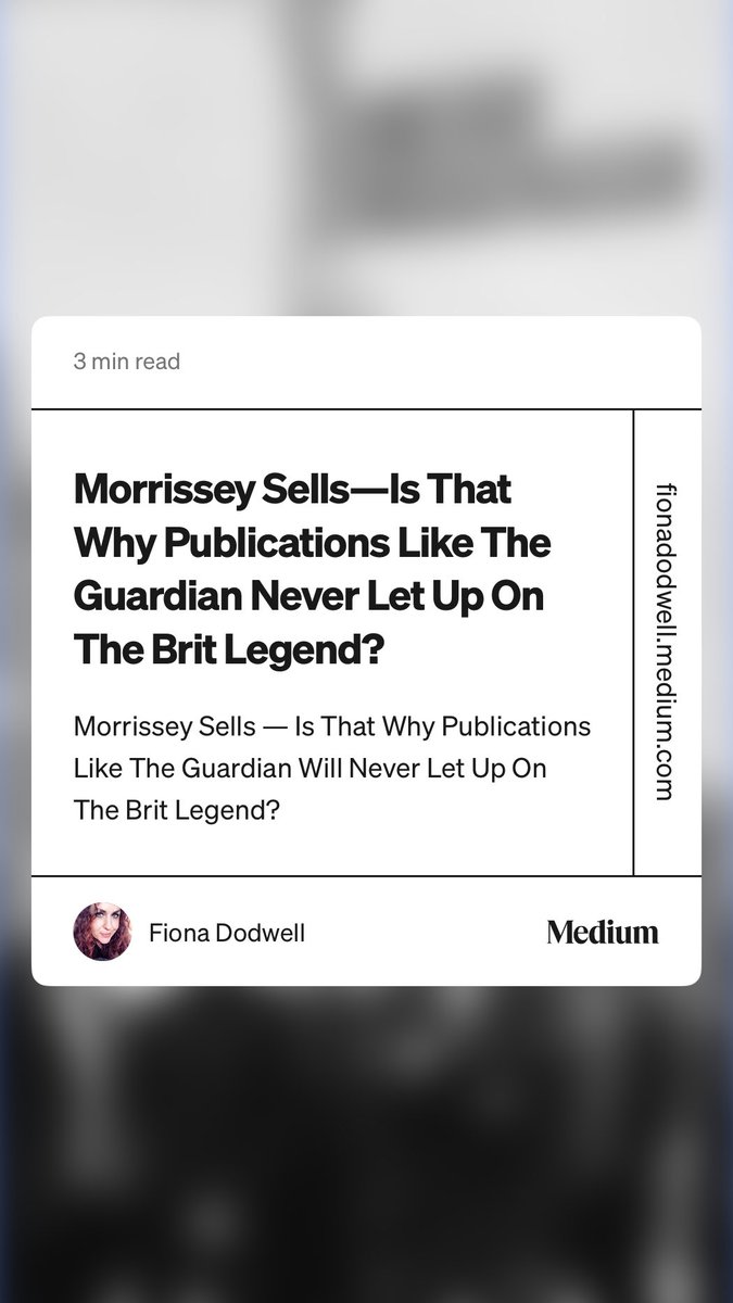 Fiona Dodwell (@angel_devil982) on Twitter photo “Morrissey Sells — Is That Why Publications Like The Guardian Never Let Up On The Brit Legend?”
<a href="/MozzeriansATW/">We Are Mozzerians Ⓜ️</a>
LINK: fionadodwell.medium.com/morrissey-sell… fionadodwell.medium.com/morrissey-sell… “Morrissey Sells — Is That Why Publications Like The Guardian Never Let Up On The Brit Legend?”
<a href="/MozzeriansATW/">We Are Mozzerians Ⓜ️</a>
LINK: fionadodwell.medium.com/morrissey-sell… fionadodwell.medium.com/morrissey-sell…