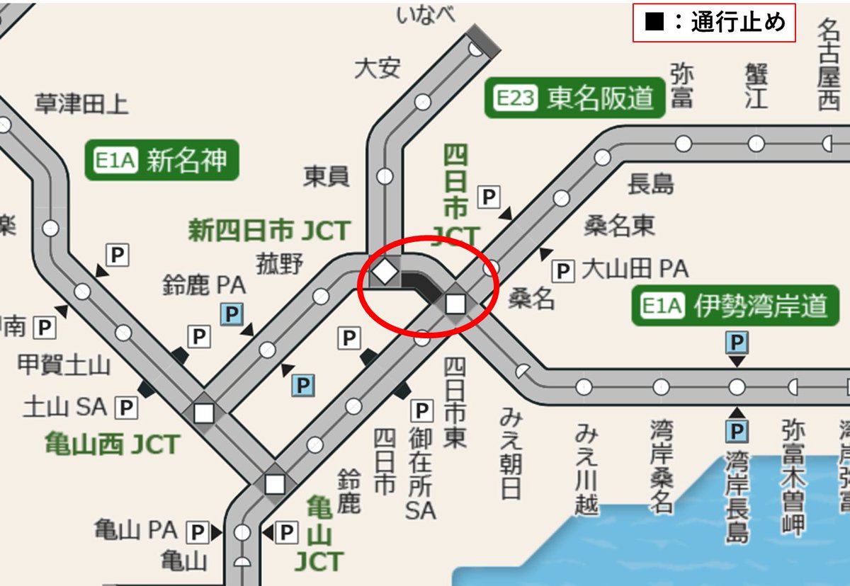 災害復旧状況】7/3（木）1時時点 現在、通行止め区間の #E1A新名神