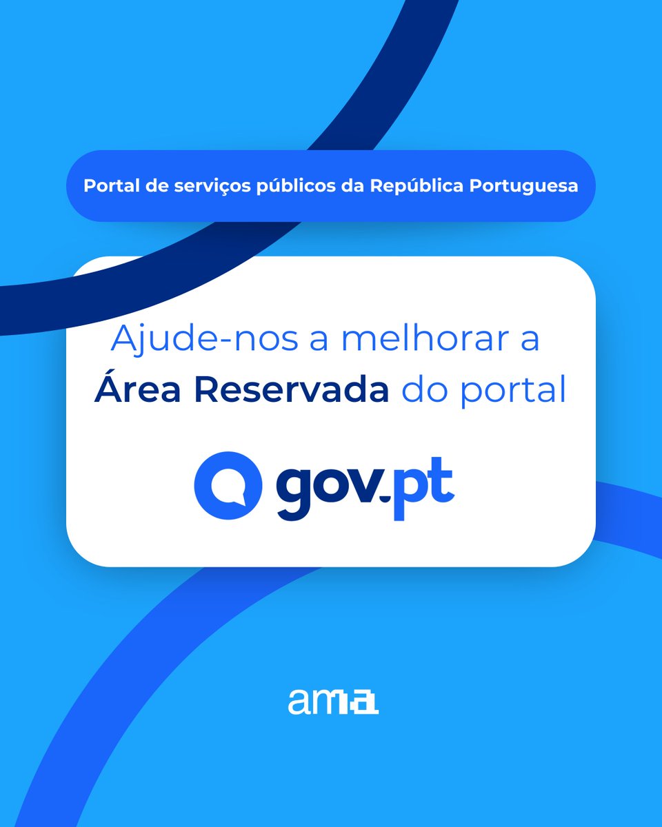 🔍Estamos a repensar a Área Reservada do portal gov.​pt e gostávamos de contar com o seu contributo.  

🔗Ajude-nos a tornar a navegação no portal de serviços públicos mais simples, clara e alinhada com as suas necessidades e participe: study.kardsort.com/172c282c-7b84-…

#AMAGov #GOVPT