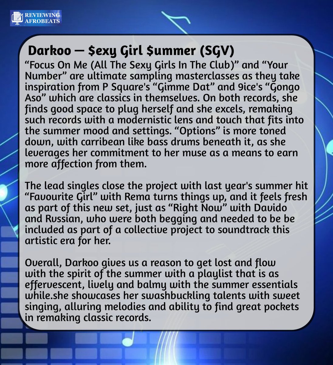 Reviewing Afrobeats. tweet media