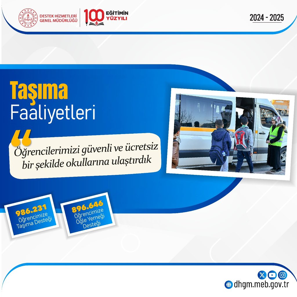 T.C. MEB Destek Hizmetleri Genel Müdürlüğü (@meb_dhgm) on Twitter photo Öğrencilerimizi okullarına güvenle ulaştırıyor, sağlıklı öğle yemeği desteğimizle eğitim yolculuklarını güçlendiriyoruz.
<a href="/tcmeb/">Millî Eğitim Bakanlığı</a> <a href="/Yusuf__Tekin/">Yusuf Tekin</a> <a href="/omurfatih/">Ömür Fatih Karakullukçu</a> Öğrencilerimizi okullarına güvenle ulaştırıyor, sağlıklı öğle yemeği desteğimizle eğitim yolculuklarını güçlendiriyoruz.
<a href="/tcmeb/">Millî Eğitim Bakanlığı</a> <a href="/Yusuf__Tekin/">Yusuf Tekin</a> <a href="/omurfatih/">Ömür Fatih Karakullukçu</a>