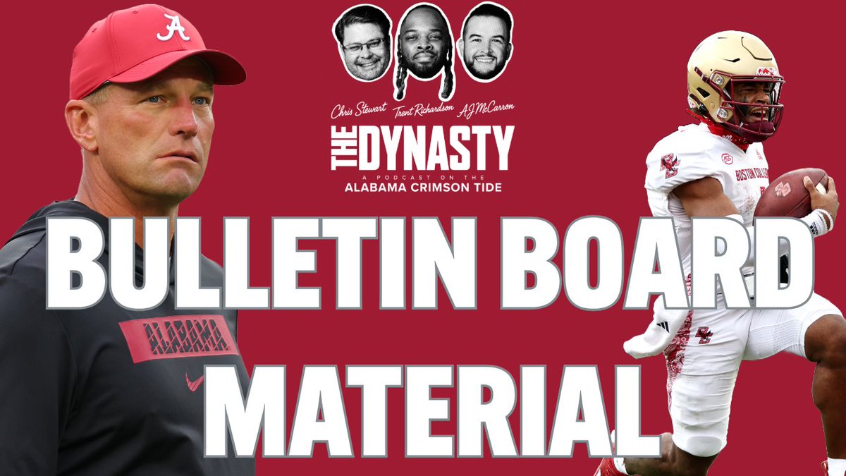 TheDynastyBAMA (@thedynastybama) on Twitter photo Episode 5 of THE DYNASTY with <a href="/10AJMcCarron/">AJ McCarron</a>, Trent Richardson & <a href="/CStewartSports/">Chris Stewart</a> is out now!
📌 Handling bulletin board material
📄 Would collective bargaining work?
🔥 Bama stays hot on the recruiting trail
📺 bit.ly/40tbfG7
🎧 bit.ly/3SpaHNq
#RollTide Episode 5 of THE DYNASTY with <a href="/10AJMcCarron/">AJ McCarron</a>, Trent Richardson & <a href="/CStewartSports/">Chris Stewart</a> is out now!
📌 Handling bulletin board material
📄 Would collective bargaining work?
🔥 Bama stays hot on the recruiting trail
📺 bit.ly/40tbfG7
🎧 bit.ly/3SpaHNq
#RollTide