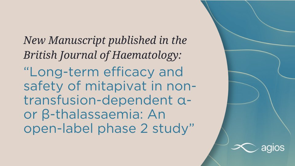 AgiosMedical's tweet image. Read the new publication by @CaptainAV (Kevin Kuo) et al., "Long-term efficacy and safety of mitapivat in non-transfusion-dependent α- or β-thalassemia: An open label phase 2 study" published in @BrJHaem (British Journal of Haematology): bit.ly/44JRmx9 #AgiosMedical