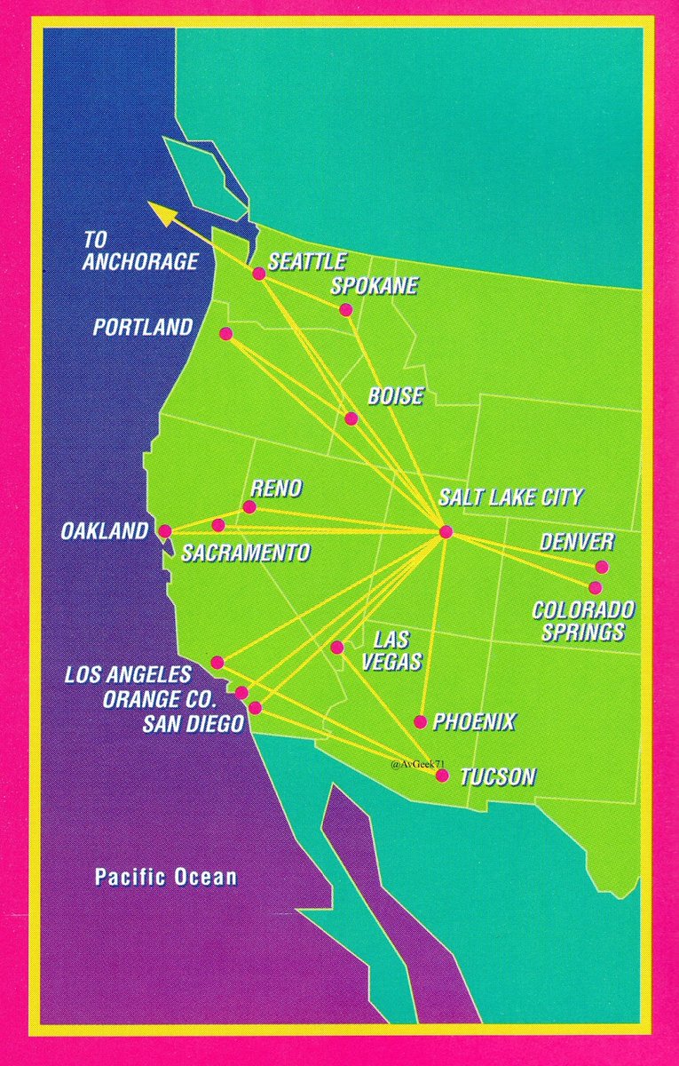 AvGeek71's tweet image. One of David Neeleman&apos;s airlines, Morris Air began flying in 1992. This is a June, 1994 route map and ad, a few month before it was bought by Southwest. #airline #airlines #airplane #airplanes #avgeek #avgeeks #aviation #travel #B737 @TravelAds1