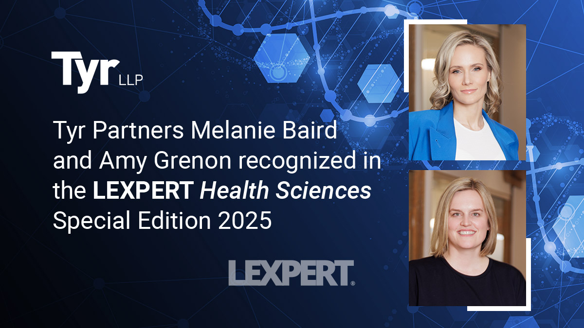 TyrLLP's tweet photo. Tyr partners Melanie Baird and Amy Grenon have been recognized in the LEXPERT Special Edition: Health Sciences 2025 for their outstanding work in the field. Melanie and Amy were also recently recognized in the LEXPERT Special Edition: Technology.

https://t.co/iC9V9sQXCS https://t.co/NtmjQXfgfs