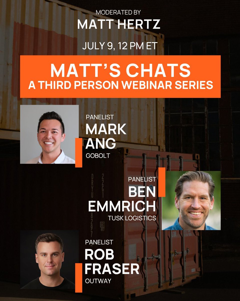 ThirdPersonCo's tweet image. Stop Losing Money on Shipping: Secrets to Smarter Carrier & Delivery Choices — that's the topic of next week's episode of MATT'S CHATS, a Third Person webinar. Join via Zoom on July 9 at 12 pm ET! Register now: tinyurl.com/4ben6hb2
#shipping #delivery #webinar #cutcosts