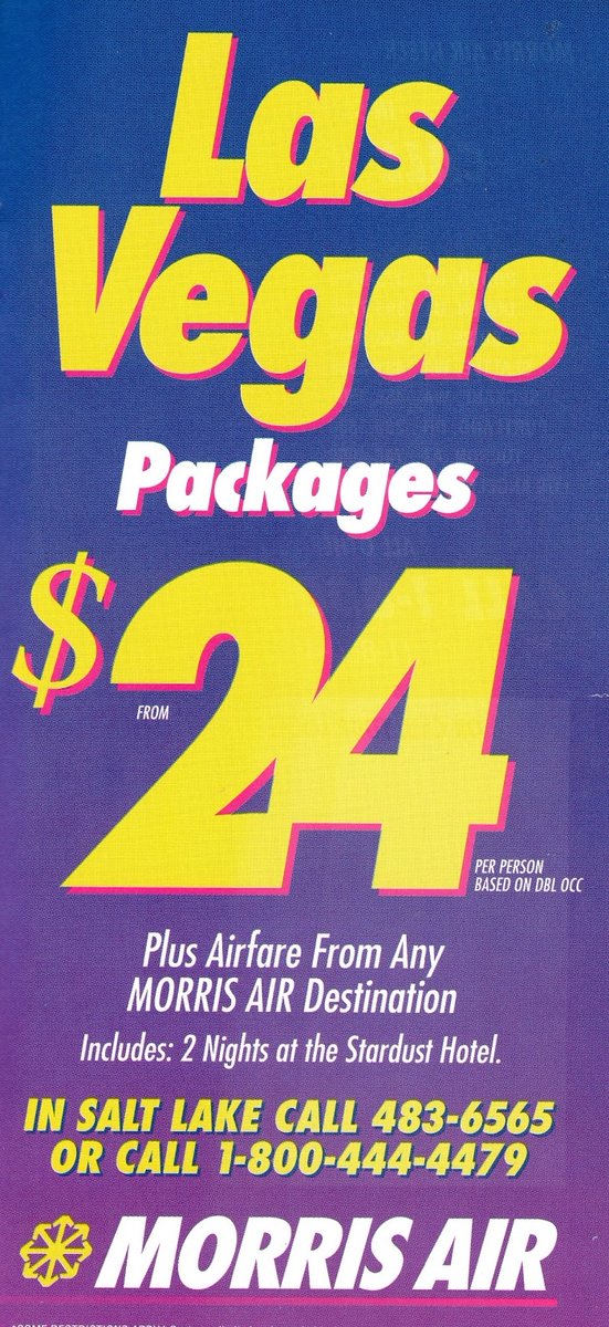 AvGeek71's tweet image. One of David Neeleman&apos;s airlines, Morris Air began flying in 1992. This is a June, 1994 route map and ad, a few month before it was bought by Southwest. #airline #airlines #airplane #airplanes #avgeek #avgeeks #aviation #travel #B737 @TravelAds1
