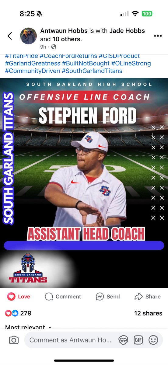 South Garland Football (@sgtitanfootball) on Twitter photo 🚨 SPLASH HIRE ALERT 🚨
The TITANS just got STRONGER!
Join us in welcoming Coach <a href="/Coach_StephFord/">Stephen M. Ford</a> Asst. Head FB Coach, Head Track Coach & OL Coach!
🏆 Garland native
🥇 7 All-District / 6 College Signees
#TitanPride #CoachFordReturns #SouthGarlandTitans 🚨 SPLASH HIRE ALERT 🚨
The TITANS just got STRONGER!
Join us in welcoming Coach <a href="/Coach_StephFord/">Stephen M. Ford</a> Asst. Head FB Coach, Head Track Coach & OL Coach!
🏆 Garland native
🥇 7 All-District / 6 College Signees
#TitanPride #CoachFordReturns #SouthGarlandTitans