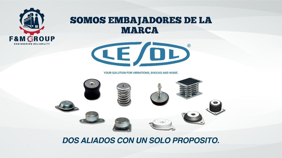 LesolSA's tweet photo. 🔵 ¡Nos complace compartir una excelente noticia! 🔵

Desde ACCESORIOS ELÁSTICOS LESOL, fabricante líder en sistemas de control de choques, vibraciones y ruidos, anunciamos con entusiasmo que ya contamos con un representante oficial en Perú:
👉 F&amp;M GROUP ENGINEERING &amp; RELIABILITY https://t.co/9L5IcmPyyv
