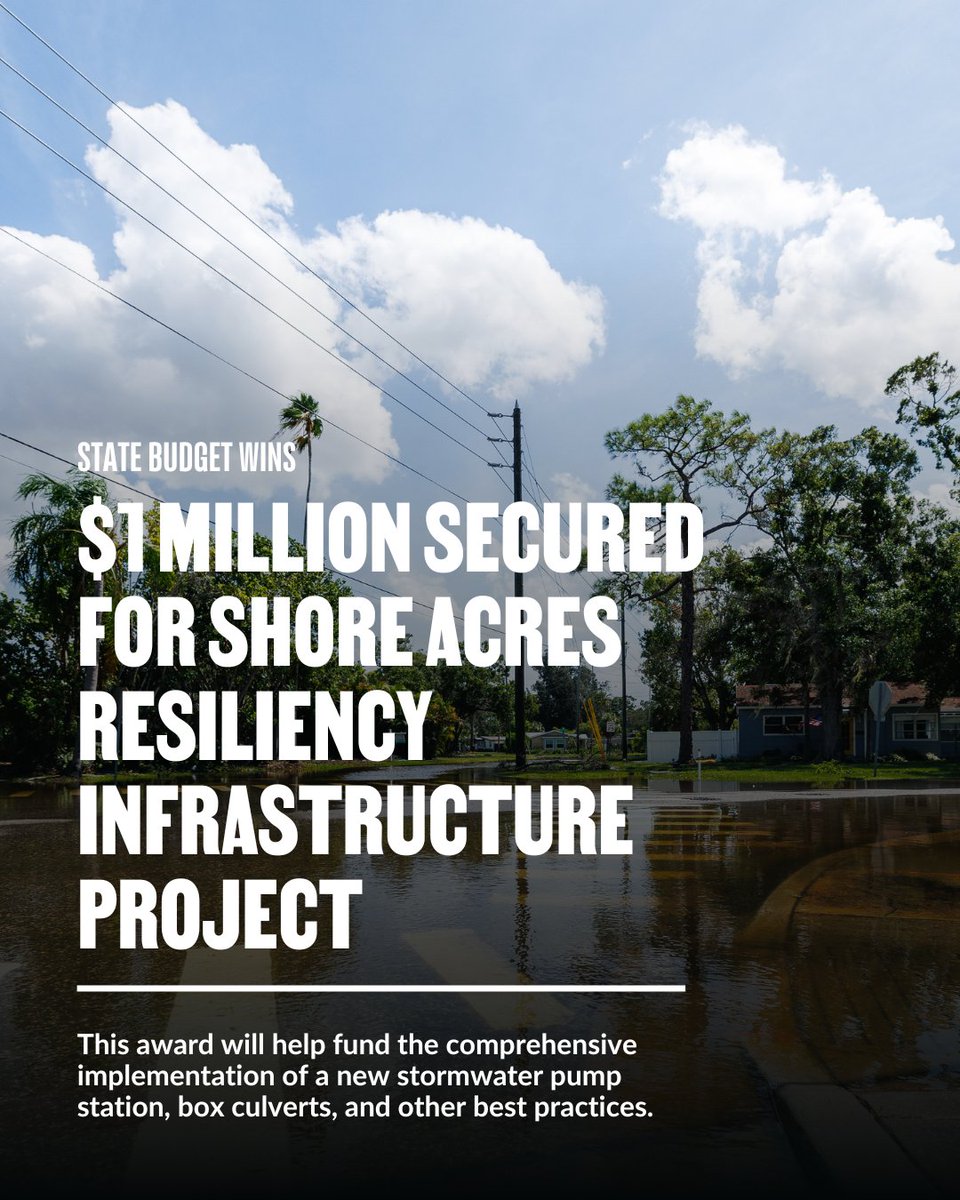 Ken Welch (@mayorkenwelch) on Twitter photo As part of the State Budget signed by <a href="/GovRonDeSantis/">Ron DeSantis</a> on Monday, <a href="/StPeteFL/">St. Petersburg, FL</a> received $1 million towards our resiliency and flood mitigation efforts in Shore Acres. Thank you to Rep. <a href="/LindsayCrossFL/">Rep. Lindsay Cross</a> and Sen. <a href="/NickDiCeglie/">Nick DiCeglie</a> for your bipartisan support of this vital project. As part of the State Budget signed by <a href="/GovRonDeSantis/">Ron DeSantis</a> on Monday, <a href="/StPeteFL/">St. Petersburg, FL</a> received $1 million towards our resiliency and flood mitigation efforts in Shore Acres. Thank you to Rep. <a href="/LindsayCrossFL/">Rep. Lindsay Cross</a> and Sen. <a href="/NickDiCeglie/">Nick DiCeglie</a> for your bipartisan support of this vital project.