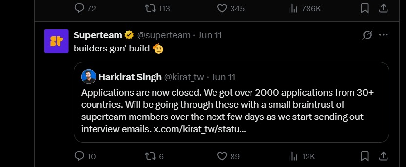 TechYesh's tweet image. Got opportunity for the Superdev Fellowship out of 2000+ applicants from 30+ countries!🌍
Dream came true — got to chat with @kirat_tw 💫From ML/Python to binge-watching Rust &amp;amp; JS 😄
quiz + 2hr project = fun + exhausting 🧠
Thanks @superteam  @SuperteamIN not quitting Rust soon🚀