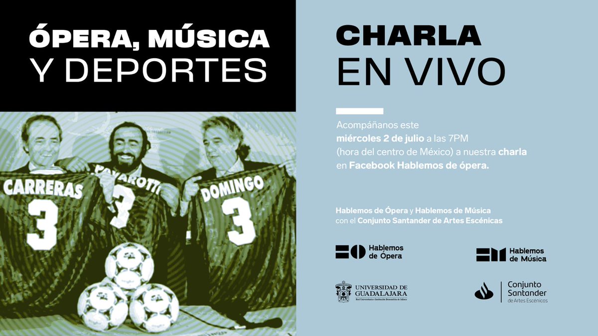 gkleinburg's tweet photo. Acompáñame hoy (7PM-Facebook+Youtube Hablemos de Ópera) a mi charla en vivo y sin costo acerca de grandes compositores deportistas o fans del deporte, obras que aluden a alguno y música clásica usada en eventos deportivos. Proyecto posible gracias al apoyo del @ConjSantander. https://t.co/MtJ8g1TbRo
