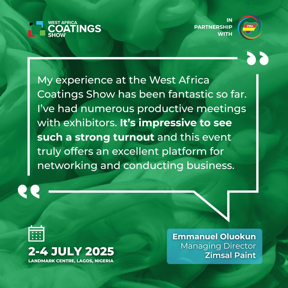 💡 Hear what visitors are saying about #WACS!

Don't miss out - we're open till 5 PM today at Landmark Centre, Lagos!

📅 July 2-4, 2025 📍 Landmark Centre, Lagos

Get your FREE badge 👉 westafricacoatingsshow.com/X-Register

#Coatings