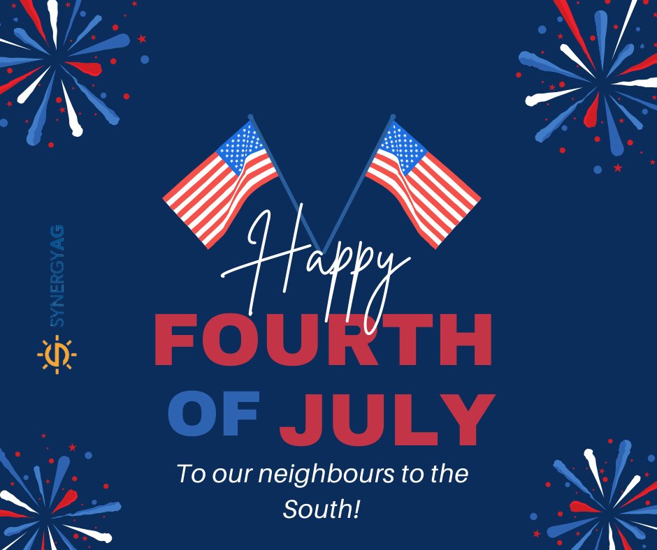 Happy Independence Day to our neighbors to the south! 🇺🇸

#DYK that it is estimated that American's consume around 150 million hot dogs 🌭 in celebration of the 4th of July?

#SynergyAg #rootsyoucancounton #FunFactFriday #IndependenceDay