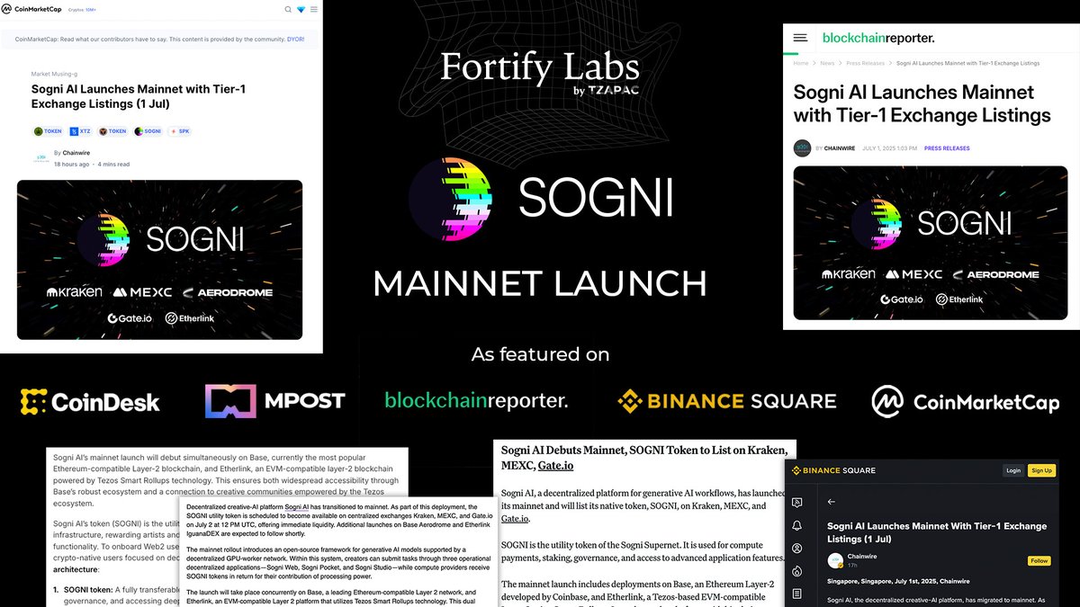 The <a href="/Sogni_Protocol/">Sogni.ai</a> rave is making waves in the news 🪩🎉

Sogni AI’s mainnet launch will debut on <a href="/etherlink/">Etherlink 🔗</a>, forming a strong connection to creative communities empowered by the <a href="/tezos/">Tezos</a> ecosystem.