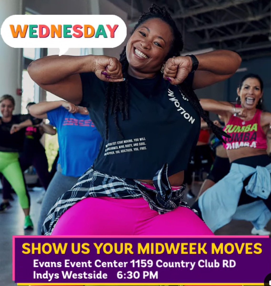 Evans_Events317's tweet photo. Join us every Wednesday at 6:30 PM at Evans Event Center for a workout that feels like a party! Bring your best moves and let’s shake off that midweek stress together.

 #DanceFitness #IndyEvents #EvansEventCenter  #ZumbaParty #FeelTheBeat #LetsDance #FitnessFun #CommunityVibes https://t.co/pxnVRgpntL