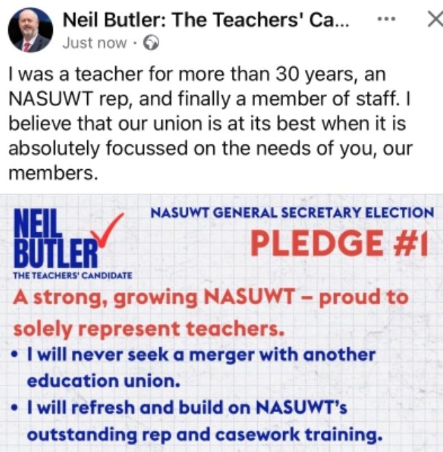 At Annual Conference 2025, members passed a motion  for NO MERGER 🤔 not sure how that is a campaign feature ! <a href="/neilbutler/">Neil Butler</a> #nasuwt