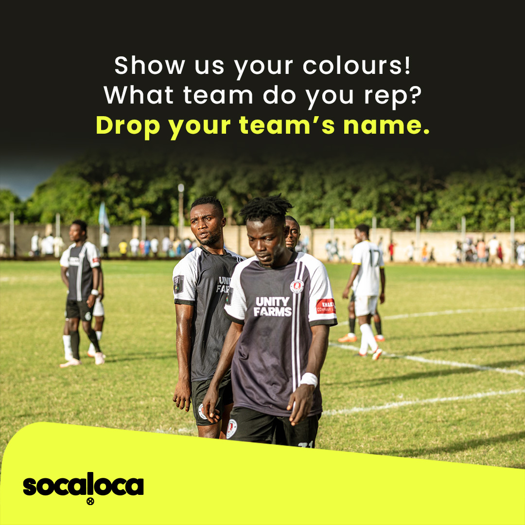 Show us your colours! What team do you rep? Drop your team name and colours in the comments! 👇🏾

 #IAmSOCALOCA #SOCALOCAGhana #SOCALOCASquad #PlayYourWayWithSOCALOCA #OrganizeWithSOCALOCA #GameOnWithSOCALOCA #SOCALOCAStats #SOCALOCALife #SOCALOCAJourney #RiseWithSOCALOCA