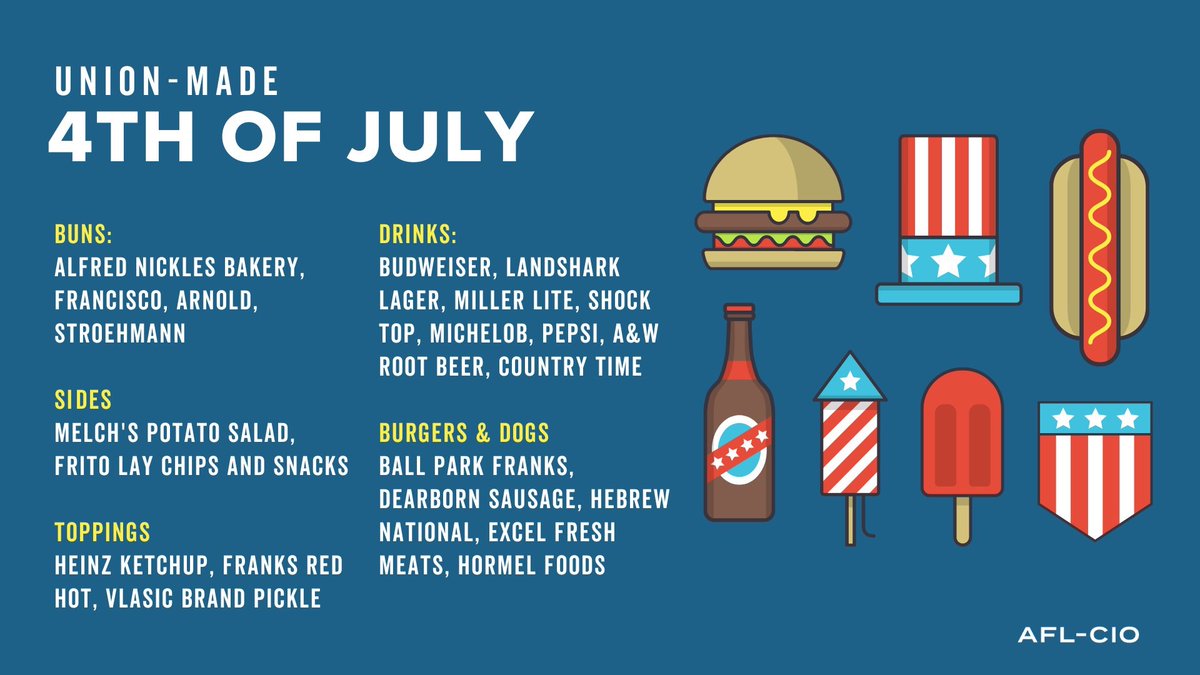 AFFI1935's tweet photo. As we prepare for the holiday, remember to make it a Union Made 4th of July! Please celebrate safely and responsibly! #affisupports https://t.co/wBiPBT8JYa