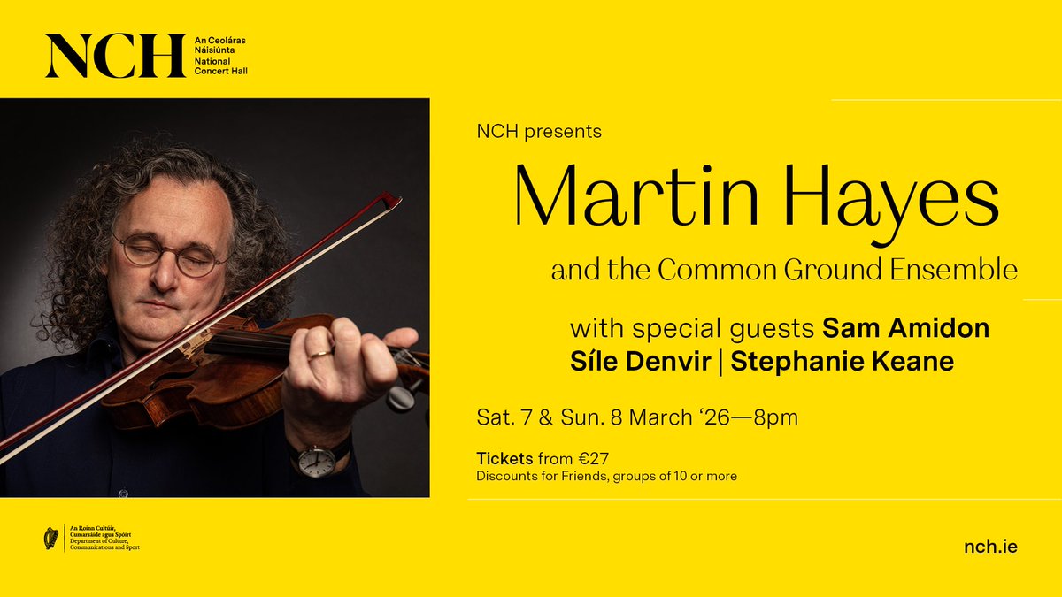 Gary Sheehan (@sheehan_gary) on Twitter photo Just announced : Martin Hayes & Common Ground Ensemble : March 2026 <a href="/martinhayes/">Martin Hayes</a> x <a href="/samamidon/">Sam Amidon</a> x <a href="/SileDenvir/">Síle Denvir</a> x Stephanie Keane x <a href="/NCH_Music/">National Concert Hall</a> Just announced : Martin Hayes & Common Ground Ensemble : March 2026 <a href="/martinhayes/">Martin Hayes</a> x <a href="/samamidon/">Sam Amidon</a> x <a href="/SileDenvir/">Síle Denvir</a> x Stephanie Keane x <a href="/NCH_Music/">National Concert Hall</a>