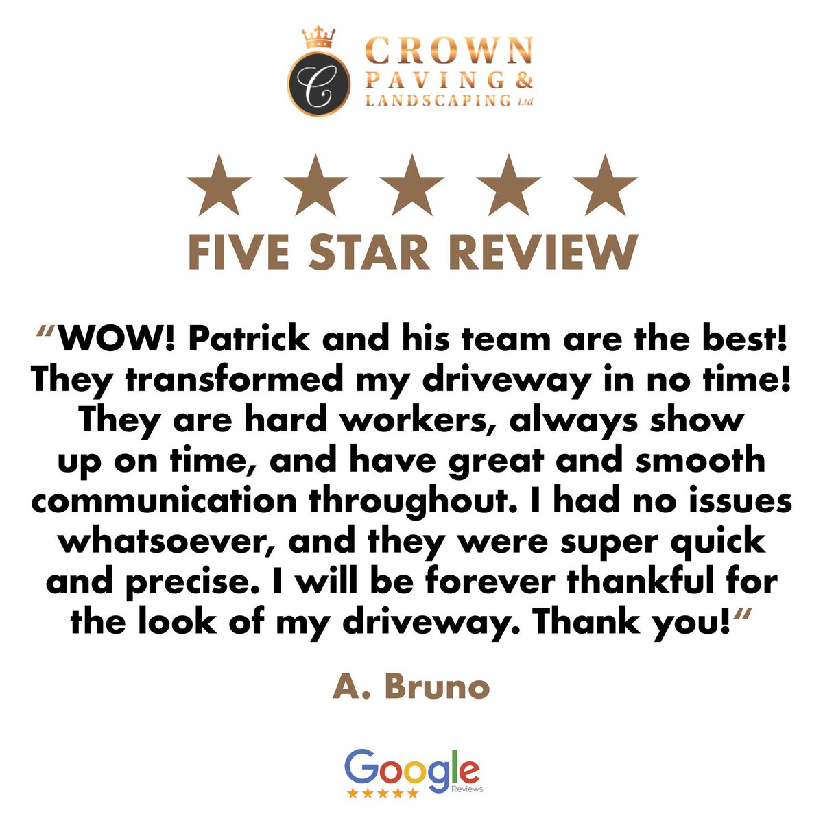 🙌 What our clients say about us 🙌

👑 Crown Paving Ltd provides a fully managed range of high-quality services to domestic and commercial customers in London, Surrey and Kent. 
👉 Click here to read about all our services: crownpaving.co.uk

#crownpaving #googlereview