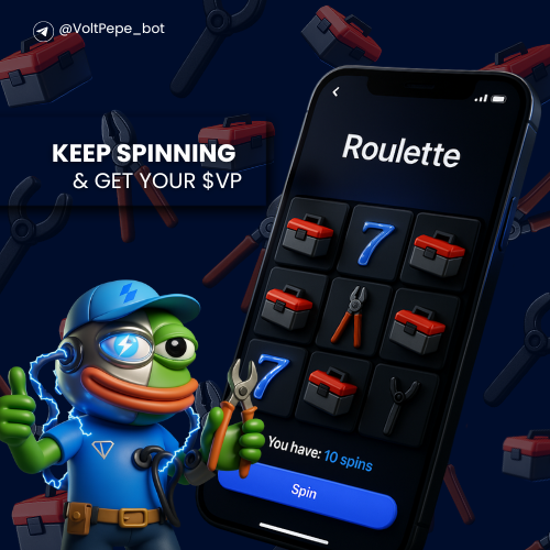 VoltPepe's tweet image. Hey Fams!

Don’t let that roulette chill — spin it daily and stack those free spins like a true hunter 💯

It’s midweek, so ape for that top 10 leaderboard spot😜

LFG 🚀

#VoltPepe #VP #TON #Leaderboard #AirdropSeason #100xGems #Web3Gaming