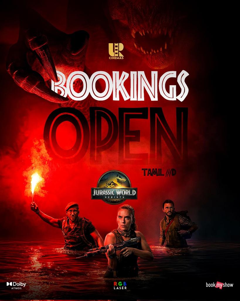UmaaRajendra's tweet image. Bookings open now for #JurrasicWorld in Tamil 3D in the main screen 🦖🦕