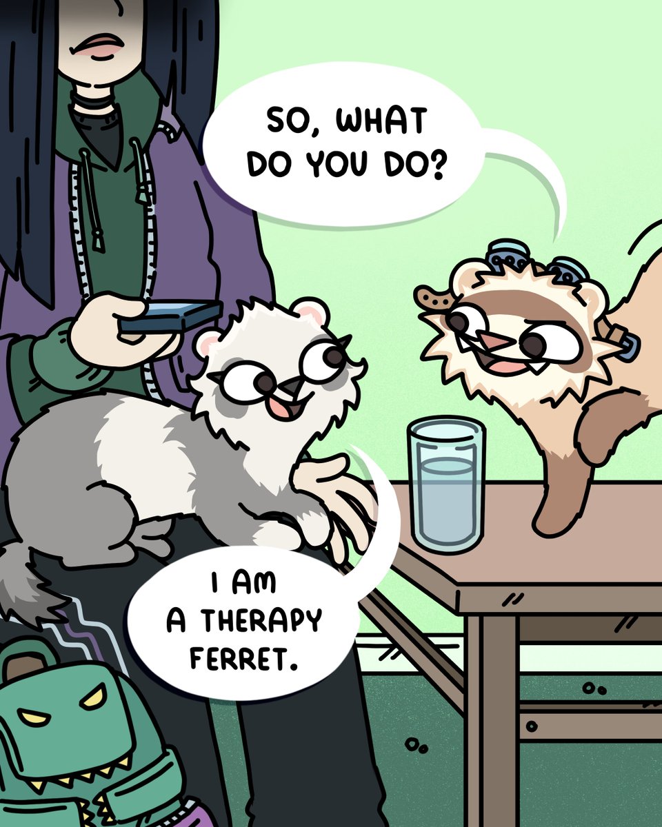siberianlizard's tweet image. Meems, first of all you were FIRED, and second you are really bad at first impressions.... 😬🙃 #therapyferret #funnycomis
