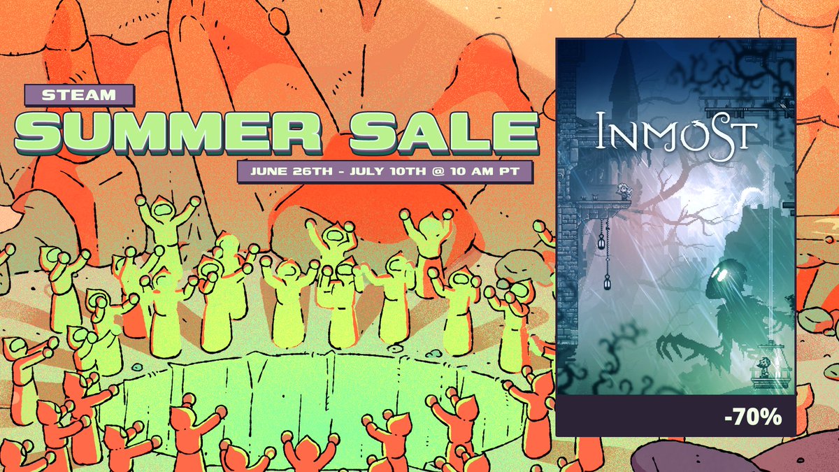 🕯️ INMOST is 70% off during the Steam Summer Sale.
A dark tale of pain, sacrifice, and the shadows we leave behind.

Step into the story before it’s gone: store.steampowered.com/app/938560/INM…

#INMOST #SteamSummerSale #indiegames #pixelhorror