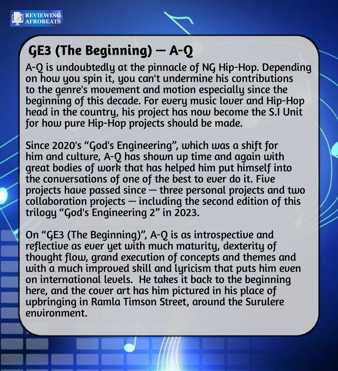 Reviewing Afrobeats. tweet media