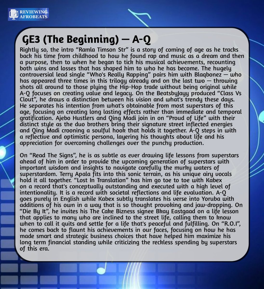 Reviewing Afrobeats. tweet media