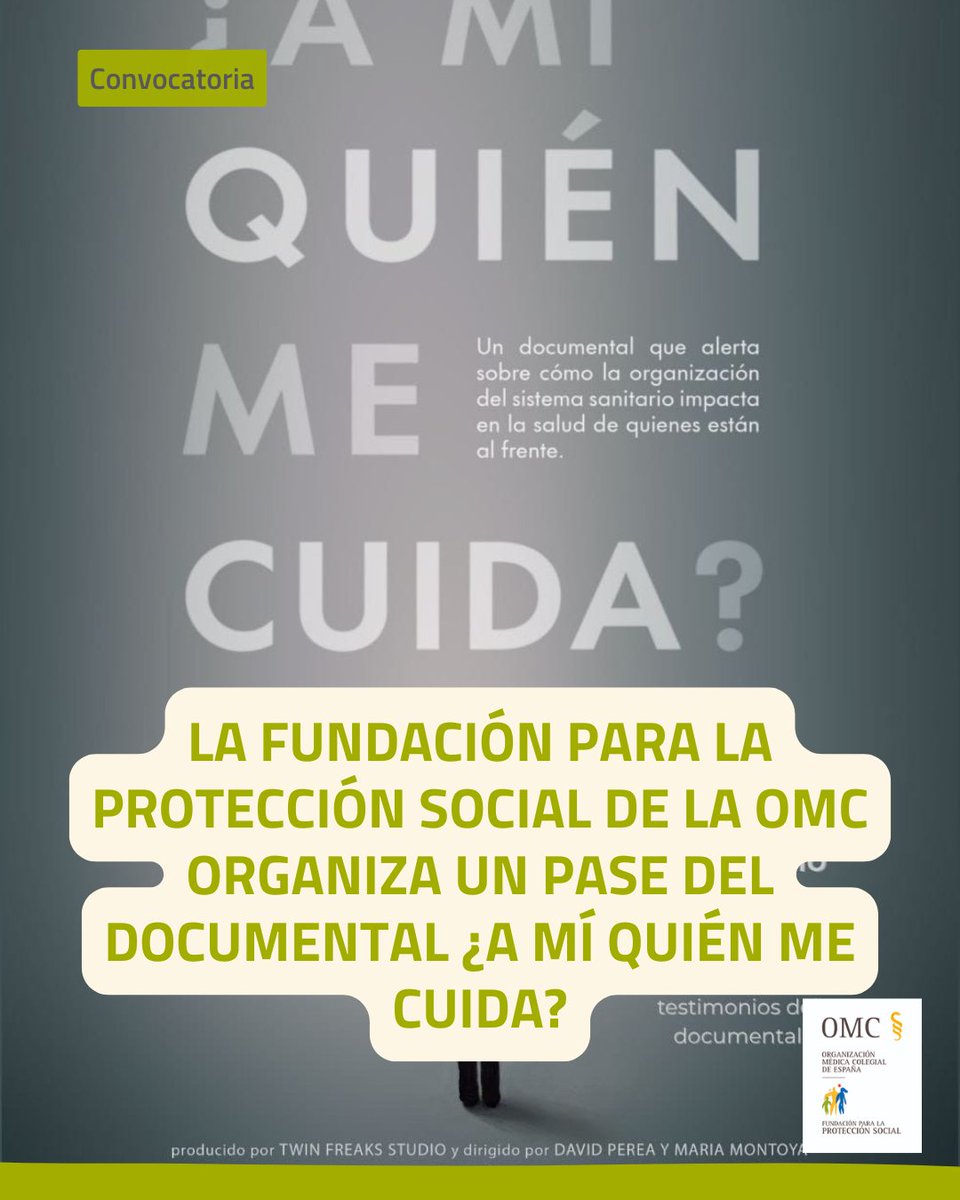 FPSOMC's tweet photo. 🛎️Si deseas acudir al pase exclusivo del documental ¿A mí quién me cuida? organizado por la #FPSOMC escríbenos a eventos@cgcom.es

🗓️3 de julio
🕗20:00
📽️Cines Embajadores (Madrid) https://t.co/m8rXjDSmS3