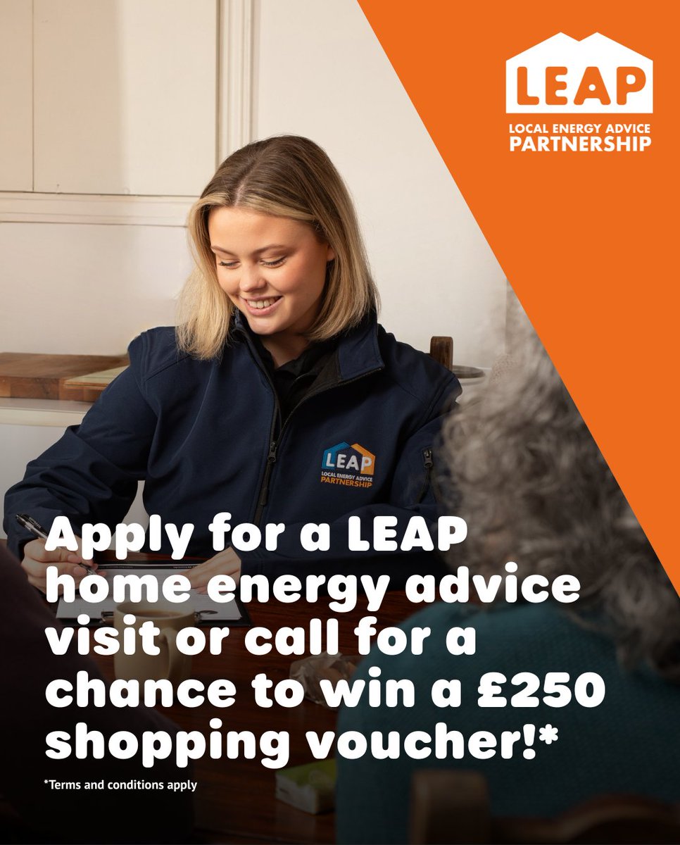 Did you know that you could win a £250 shopping voucher for Asda or Tesco when you book a home energy advice visit or call? 😆
*Published 02 July 2025

Visit our website for the terms and conditions. 🔗 loom.ly/jlUVPw8

#EnergySavings #CostofLiving #LEAP #FreeAdvice