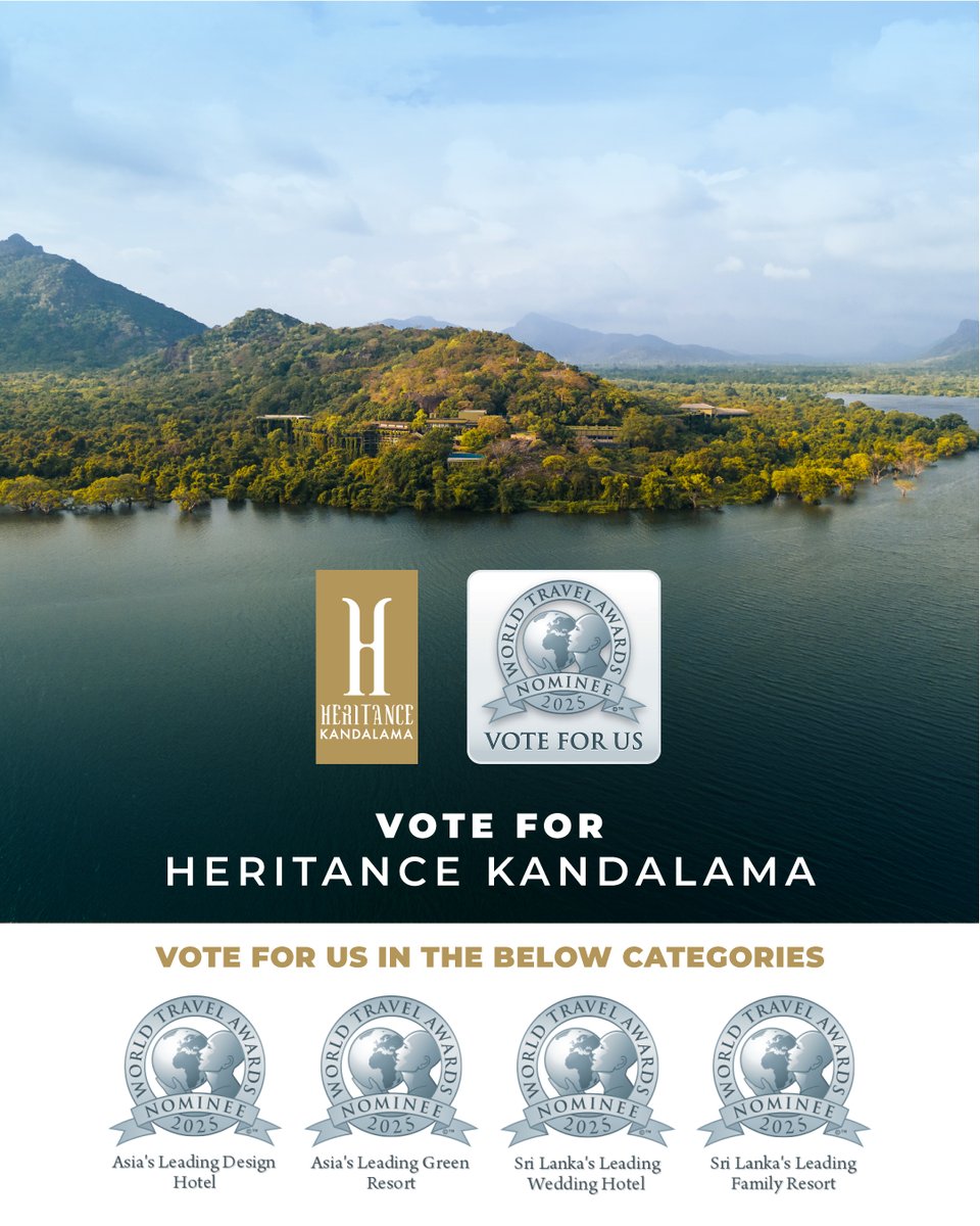 Vote for Heritance Kandalama in the World Travel Awards! We have been nominated in 'Asia's Leading Design Hotel', 'Asia's Leading Green Resort', 'Sri Lanka's Leading Wedding Hotel', and 'Sri Lanka's Leading Family Resort'.

How to vote:
1. First register
2. Go to your email inbox