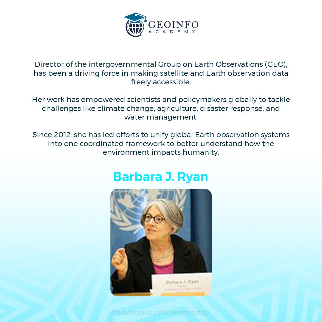 GeoinfoAcademy's tweet image. We celebrate her foundational impact and the inspiring women who continue to drive our industry forward!

#WomenInGeospatial #WomenCrushWednesday #GeospatialEvolution #EarthObservations #Pioneers #BarbaraJRyan #GEOINFOAcademy